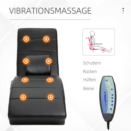 Masážní relaxační křeslo, vysoká opěrka, umělá kůže, černá