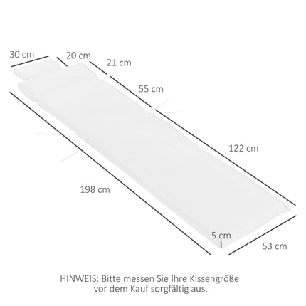 Polstr na venkovní židli krémově bílý, polyester, 198x53x5 cm