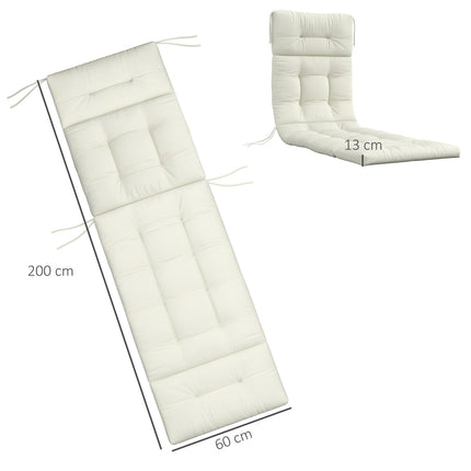 Polstr na zahradní židli krémově bílý, polyester, 200x60x13cm