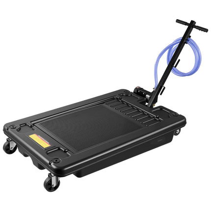 Low-Profile Rolling Oil Drain Pan, 17 Gal, Pump Hose