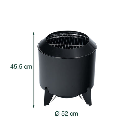 Low-Smoke Fire Bowl & Grill, Steel, Black, 46x52 cm