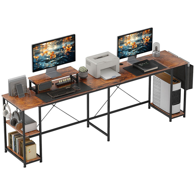 L-vormig bureau 168 x 120 cm hoekbureau met opbergvakken, opbergtas, omkeerbaar computerbureau met monitorstandaard, speeltafel voor kantoor, thuiskantoor, rustiek bruin Aosom