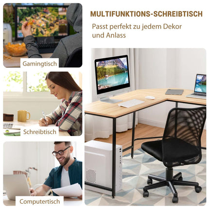 Psací stůl do L pro home office se 2 policemi 138 x 60 x 75 cm přírodní
