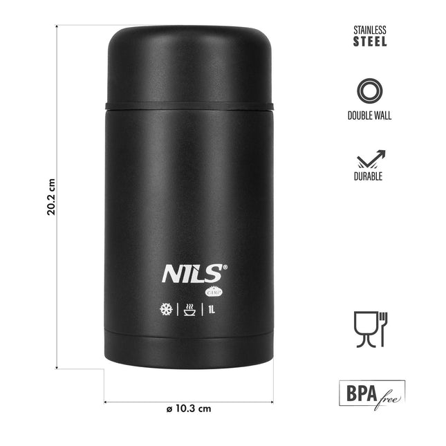 Termoska na jídlo 1000ml, černá, izolační