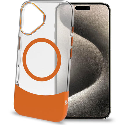 Magdual pouzdro kompatibilní s MagSafe iPhone 16, oranžová + průhledná