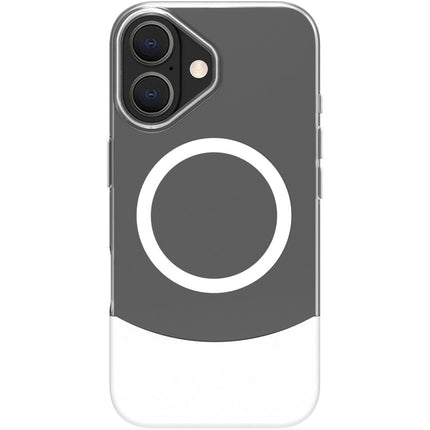 Magdual MagSafe kompatible Hülle iPhone 16 Weiß + Transparent