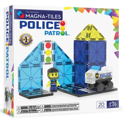 Magnetická stavebnice, motiv policejní hlídky, 20 dílků