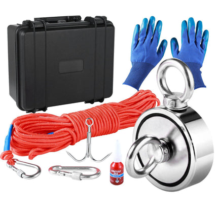Magnet Fishing Kit, Double-Sided 1200 lb, Rope, Hook