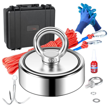 Magnet Fishing Kit, Double-Sided 1200 lb, Rope, Hook
