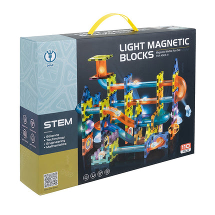 Magnetická kuličková dráha, 110 dílků, vzdělávací kostky
