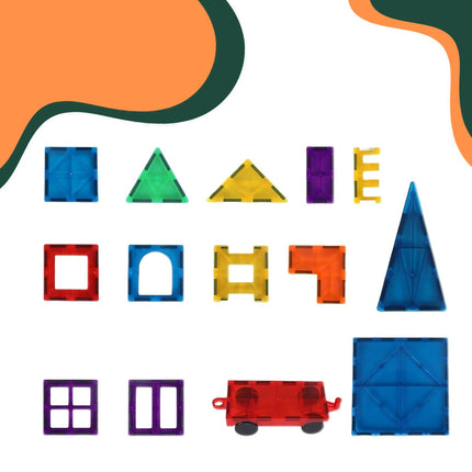 Magnetické stavební kostky – 100 dílků, geometrické tvary
