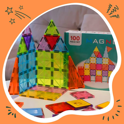 Magnetické stavební kostky – 100 dílků, geometrické tvary