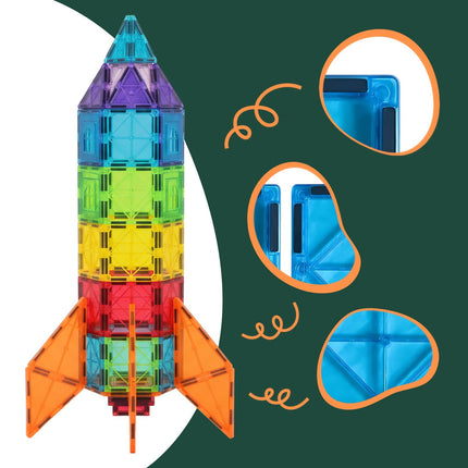 Magnetické stavební kostky – 100 dílků, geometrické tvary