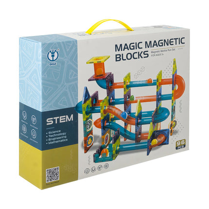 Magnetické stavební kostky, 96 dílků, kuličková dráha