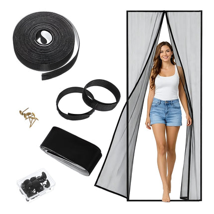 Magnetic Door Mosquito Net 100x210 cm with Velcro Mounting, Black