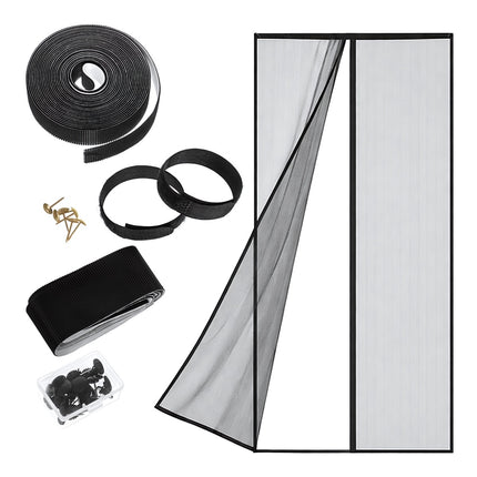 Magnetic Door Mosquito Net 100x210 cm with Velcro Mounting, Black