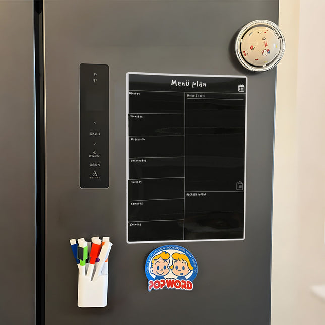 Magnetický plánovač jídel na lednici, týdenní organizér, stíratelný povrch