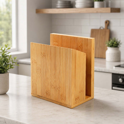 Magnetic Knife Block with Utensil Holder, Bamboo, Natural