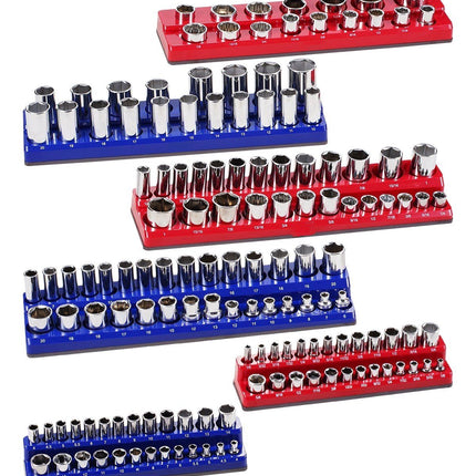 Magnetic Socket Organizer Set, 6 Piece, 143 Sockets, Metric and SAE