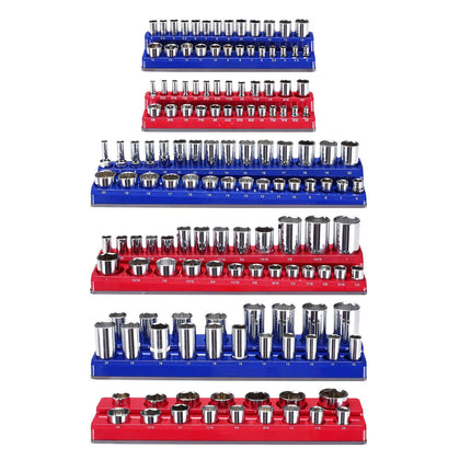 Magnetic Socket Organizer Set, 6 Piece, 143 Sockets, Metric and SAE