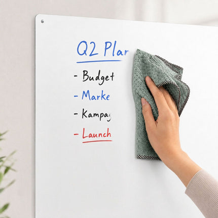 Magnetic Steel White Board, 70x30 cm, Chalk Markers Included