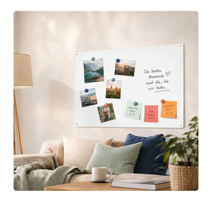 Magnetic Steel White Board, 70x30 cm, Chalk Markers Included