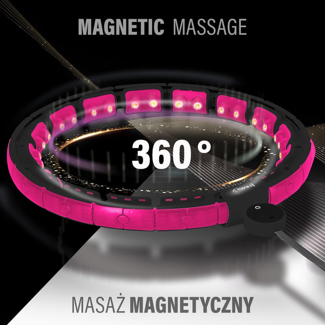 Magnetický zátěžový hula hoop, černá/růžová, s počítadlem