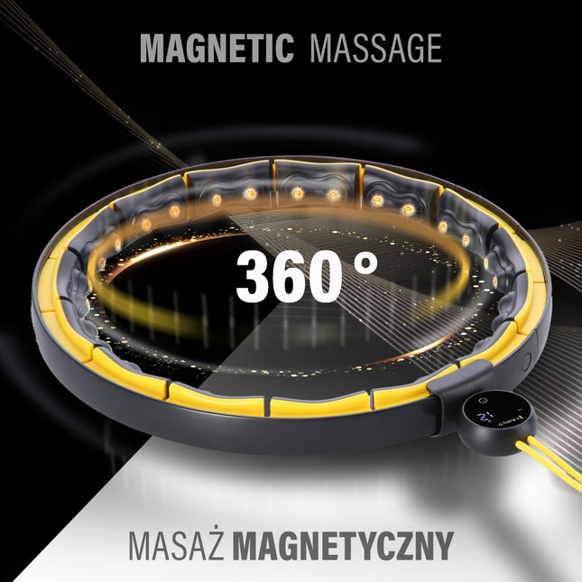 Magnetický zátěžový hula hoop, TPE, černá/žlutá, s počítadlem