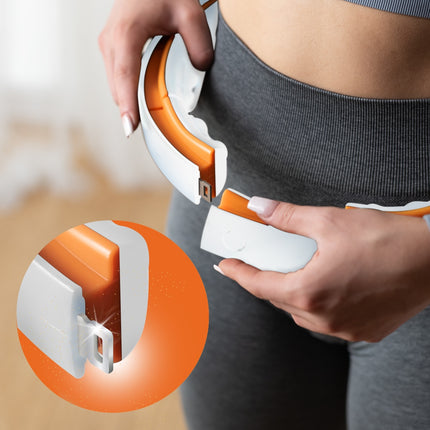 Magnetický zátěžový hula hoop, TPE, bílá/oranžová, počítadlo