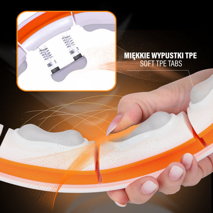Magnetický zátěžový hula hoop, TPE, bílá/oranžová, počítadlo