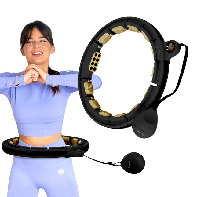 Magnetický zátěžový hula hoop s počítadlem, černá/zlatá