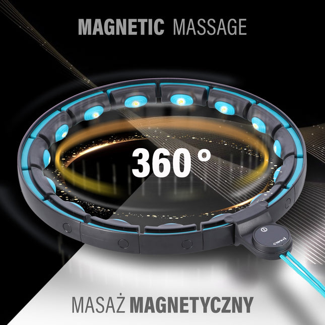 Magnetische verzwaarde hulahoep met teller, zwart/turkoois