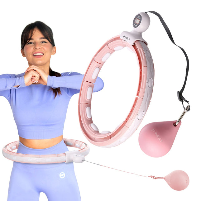 Magnetický zátěžový hula hoop s počítadlem, růžová