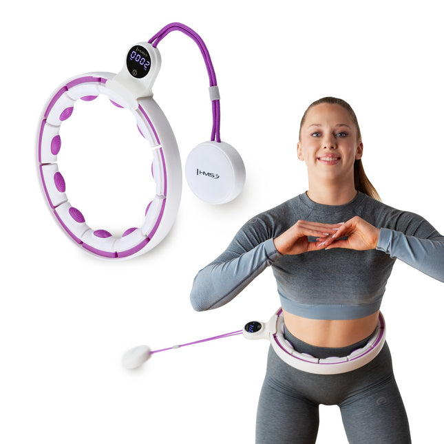 Magnetický zátěžový hula hoop s počítadlem, bílá/fialová