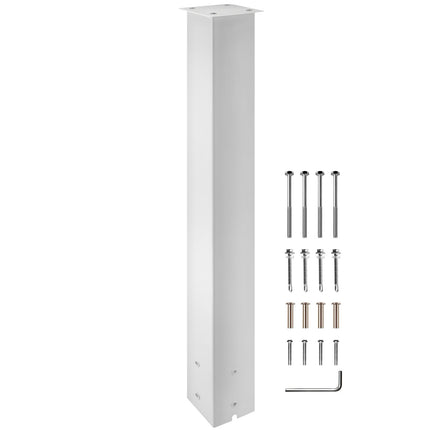 Mailbox Post Stand 43 Inch, Powder-Coated Steel, White