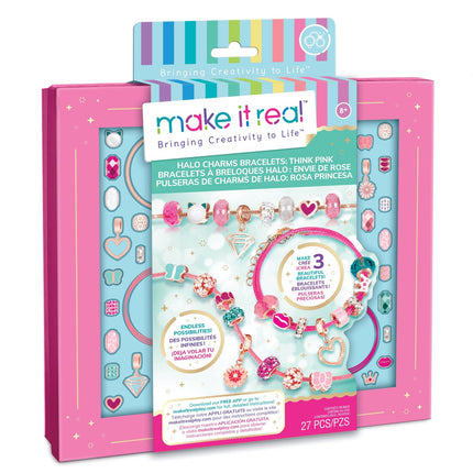 Make It Real DIY sada náramků s přívěsky Halo „Think Pink“