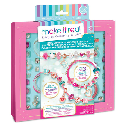 Make It Real DIY sada náramků s přívěsky Halo „Think Pink“