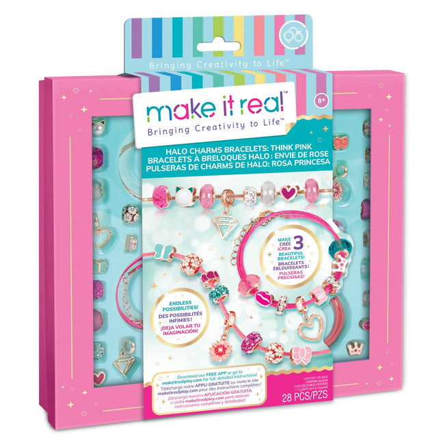 Make It Real Diy Halo Charms Bracelets Set "Think Pink"
