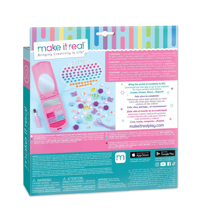 Make It Real sada lesků na rty ve tvaru telefonu a DIY šňůrka na krk