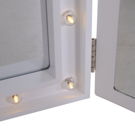 kosmetické zrcátko se 16 LED, skládací, na baterie, bílé