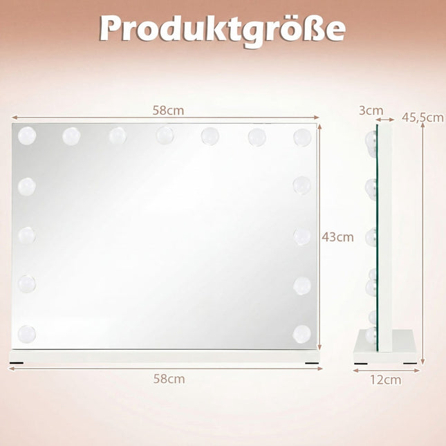 Makeup Mirror with 3 Light Colors, Adjustable Brightness