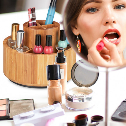 Makeup holder that can be rotated made of bamboo