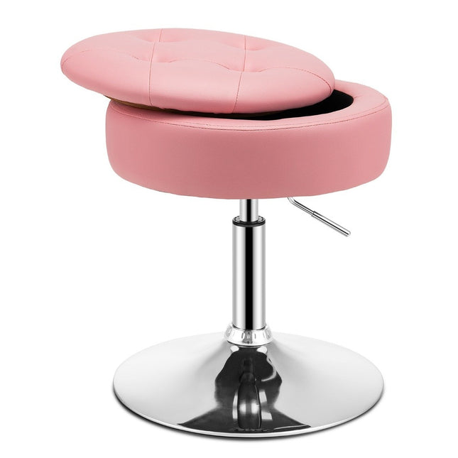 Make-upkruk met opbergruimte 360° draaibare kruk van imitatieleer roze