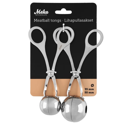 Maku Meatball Tongs 2-Pack, 35 mm and 50 mm, Stainless Steel