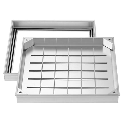 Manhole Cover with Frame, 500x500mm Recessed Aluminum
