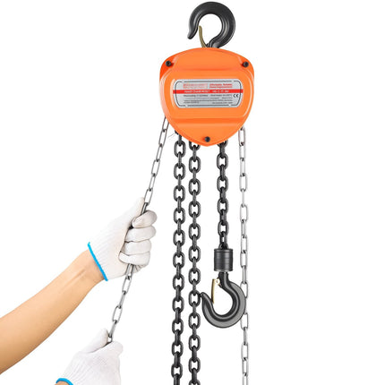 Manual Chain Hoist 1 Ton, 10 Ft Lift, G80 Chain