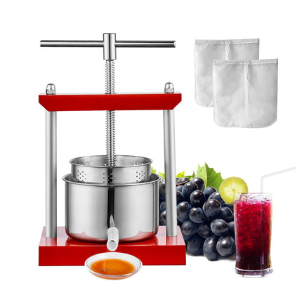 Manual Fruit Wine Press, 0.88 Gal, Stainless Steel, T-Handle