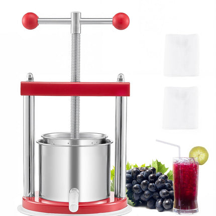 Manual Fruit Wine Press 1.65L, Stainless Steel, T-Handle