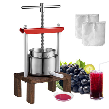 Manual Fruit Wine Press, 2L Stainless Steel, T-Handle
