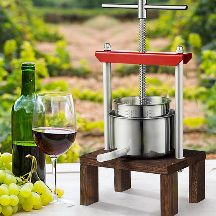 Manual Fruit Wine Press, 2L Stainless Steel, T-Handle